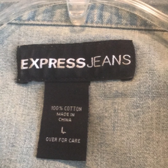 Vintage Express  jeans jacket floral on back used - Picture 7 of 10